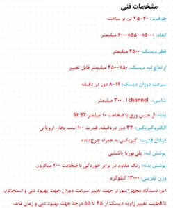 جدول مشخصات فنی و پارامترهای کلیدی